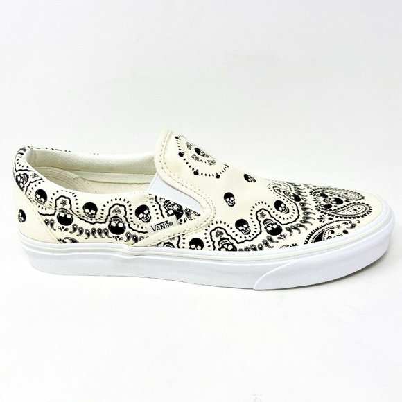 Vans Shoes - Vans Classic Slip On (Bandanas) Classic White Black Skulls Womens Shoes